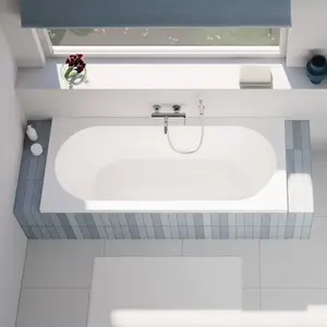evineo ineo5 Baignoire rectangulaire à encastrer, bonde située au cent...