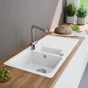 evineo line 100 Évier de cuisine avec bac à restes et surface de dépos...