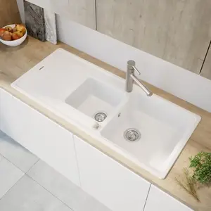 evineo line 350 Évier de cuisine avec demi-cuve et surface de dépose l... pas cher