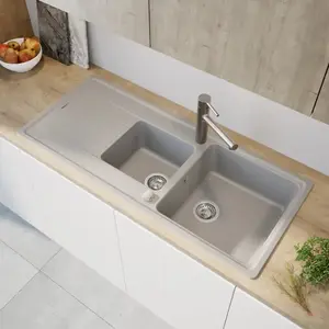 evineo line 350 Évier de cuisine avec demi-cuve et surface de dépose l... pas cher