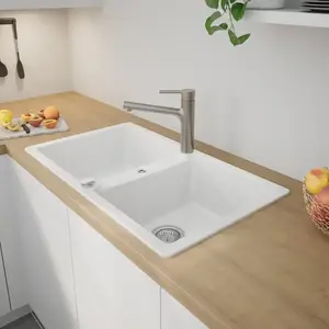 evineo line 300 Évier de cuisine avec deux cuves l: 86 P: 50 cm, ELN20... pas cher