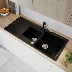evineo line 350 Évier de cuisine avec demi-cuve et surface de dépose l... pas cher