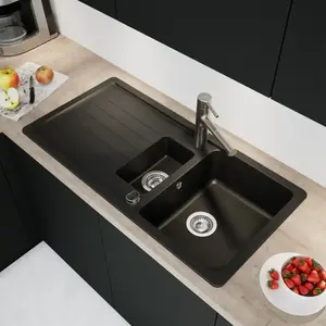 evineo line 400 Évier de cuisine avec demi-cuve et surface de dépose l... pas cher
