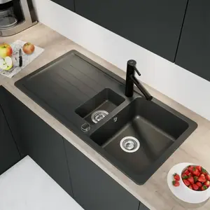 evineo line 400 Évier de cuisine avec demi-cuve et surface de dépose l... pas cher