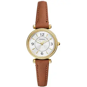 Montre Femme FOSSIL CARLIE en Cuir LiteHide Marron Etanche - 245135 pas cher