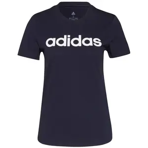 Tee shirt manches courtes Adidas W lin t Bleu marine Taille : S pas cher