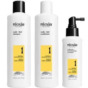 Comparateur de prix : Nioxin Système 1   Kit - Traitement pour cheveux naturels légèrement clairsemés 3 unités