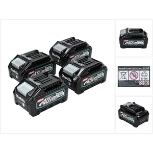 Makita Set de batteries: 4x BL4040 Batteries 4,0 Ah 40V max. - XGT Li-Ion - Classe de protection IP64 - avec Indicateur LED (4x 191B26-6) pas cher