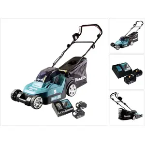 Comparateur de prix : Makita DLM 432 RG2 tondeuse à gazon sans fil 36 V ( 2x 18 V ) 43 cm sa...