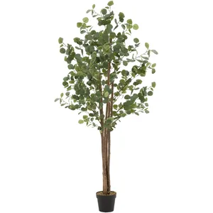 ML-DESIGN Eucalyptus artificiel plante avec tronc arbre en pot 180 cm déco de salon jardin