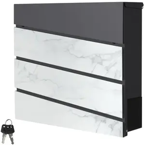 Comparateur de prix : ML-DESIGN Boîte aux Lettres Murale 37x36,5x11 cm, Anthracite/ Façade Imitation Marbre Blanc, Acier, Boîte Postale avec Compartiment á