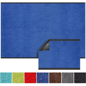 Karat - Paillasson d'entrée sur mesure Monochrom Bleu 120 x 100 cm pas cher