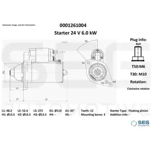 Démarreur / Démarreur Daf; Mercedes-Benz Seg Automotive 0001.261.004Vendu parwinparts