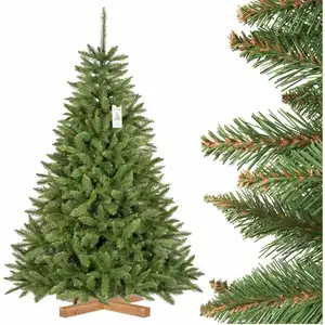 FAIRYTREES Sapin de Noël Artificiel, Épicéa Naturel, Tronc Vert, Socle... pas cher