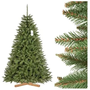 FAIRYTREES Sapin de Noël Artificiel, Épicéa Naturel, Tronc Vert, Socle... pas cher