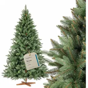 FAIRYTREES Sapin de Noël artificiel, Nordmann Premium 180 cm, Éléments naturels moulés par injection, Fabriqué en UE