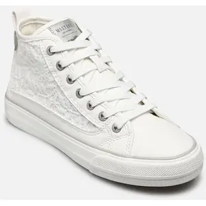 Baskets montantes Mustang pour femmes - Blanc - Textile - Lacets