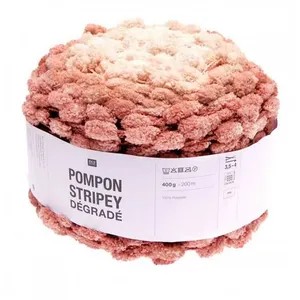 Rico Design Fil à Tricoter Pompon Stripey Dégradé 400GR Color : 007 Poudre