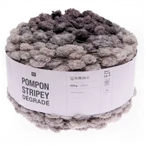 Fil à tricoter Pompon Stripey Dégradé 400GR - Rico Design(...) - 0006 Gris