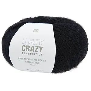 Fil exceptionnel à tricoter Luxury Crazy Composition Aran - 09 Noir - ...