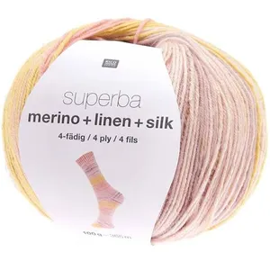 Laine à chaussette Superba Merino + Linen + Silk 4 fils - 100 gr - Mul...