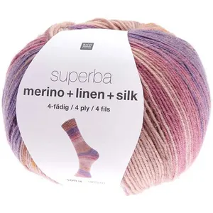 Laine à chaussette Superba Merino + Linen + Silk 4 fils - 100 gr - Mul...