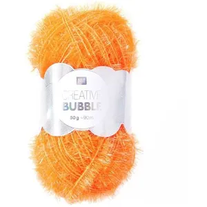 Laine Rico Creative Bubble - RICO DESIGN - 50 g - Blanc - Abricot fluo
