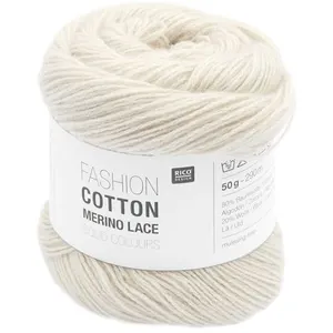 Rico Design Fashion Cotton Merino Lace Solid Colours de : Elégance et légèreté au bout des aiguilles(...) - 02 Ecru
