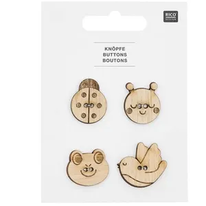 Boutons en Bois Tête d'Animaux X4 de : Une Touche de Charme Naturel po... pas cher