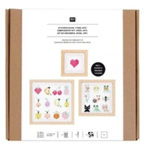 Comparateur de prix : Rico Design Kit de Broderie Point de Croix - Pixel Art - 3 Pcs