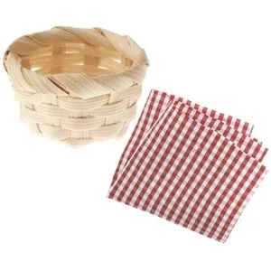Panier miniature en bambou avec couverture de pique-nique pour le mond... pas cher