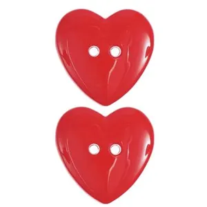 Carte de 2 boutons coeurs   22 x 22 mm   Rico Design(...) - Rouge