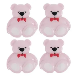 Cartes de 4 boutons nounours 16 x 18 mm -(...) - Lilas clair