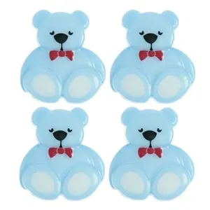Cartes de 4 boutons nounours 16 x 18 mm -(...) - Bleu
