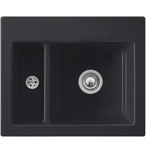 V&B Évier Subway 60 XM avec garniture, commande manuelle, noir pur pas cher