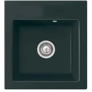 V&B Évier affleurant Subway 45 XS Flat avec garniture vidage, commande manuelle, noir pur pas cher