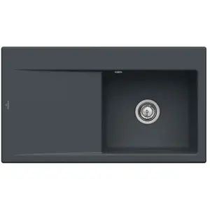 V&B Évier encastré Subway Style 50 Flat droit, avec garniture vidage, pure black