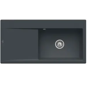 V&B Évier encastré Subway Style 60 Flat droite, avec garniture vidage, pure black