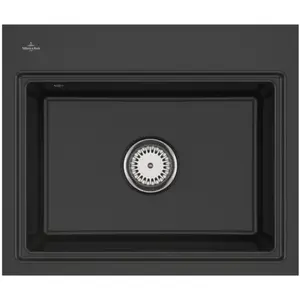 V&B Évier encastré Subway Style 60 S Flat droite, avec garniture, pure black pas cher