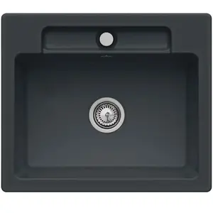 Comparateur de prix : V&B Évier encastré Siluet 60 S Flat avec garniture vidage, commande manuelle, noir pur