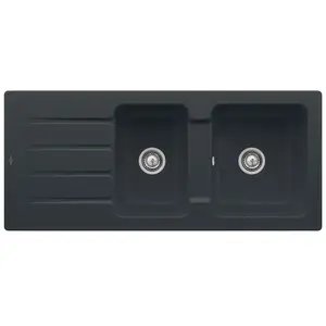 V&B Évier Architectura 80 cm avec garniture, commande manuelle, noir pur pas cher