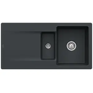 Comparateur de prix : V&B Évier encastré Siluet 60 R Flat avec garniture, commande manuelle, noir pur
