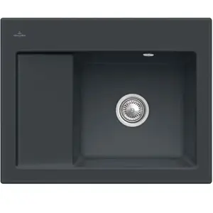 V&B Évier Subway 45 Compact re, avec garniture vidage, mitigeur, noir pur pas cher