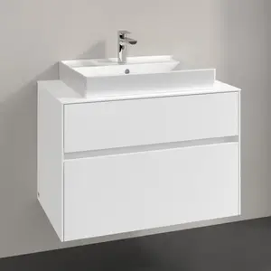 V&B Meuble sous lavabo Collaro 80x54,8x50cm, vasque centrale, blanc mat