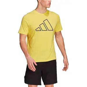 adidas T-shirt de training Train Icons 3-Bar jaune L pas cher