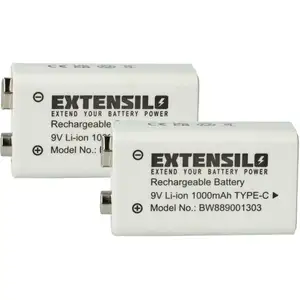 Comparateur de prix : 2x Piles bloc batterie 9V pour divers appareils (1Ah, 9V, Li-ion), prête à l'emploi - Extensilo