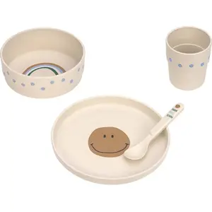Lässig Coffret repas Happy Rascals Smile bleu ciel (4 pièces)