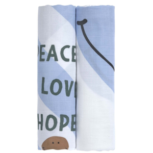 Comparateur de prix : Lässig Lot de 2 langes Happy Rascals Smile bleu ciel (120 x 120 cm)