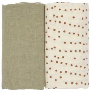 Lässig Laessig - Set de 2 langes d'emmaillotage Coton M 60x60 cm Caramel - LassigVendu paramazon