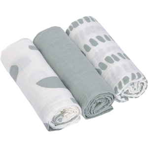 Comparateur de prix : LÄSSIG Lot de 3 langes en mousseline Pointillés gris argenté (60 x 60 cm)